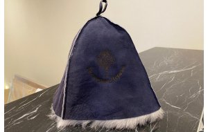 Банная шапка из овчины цвет синий